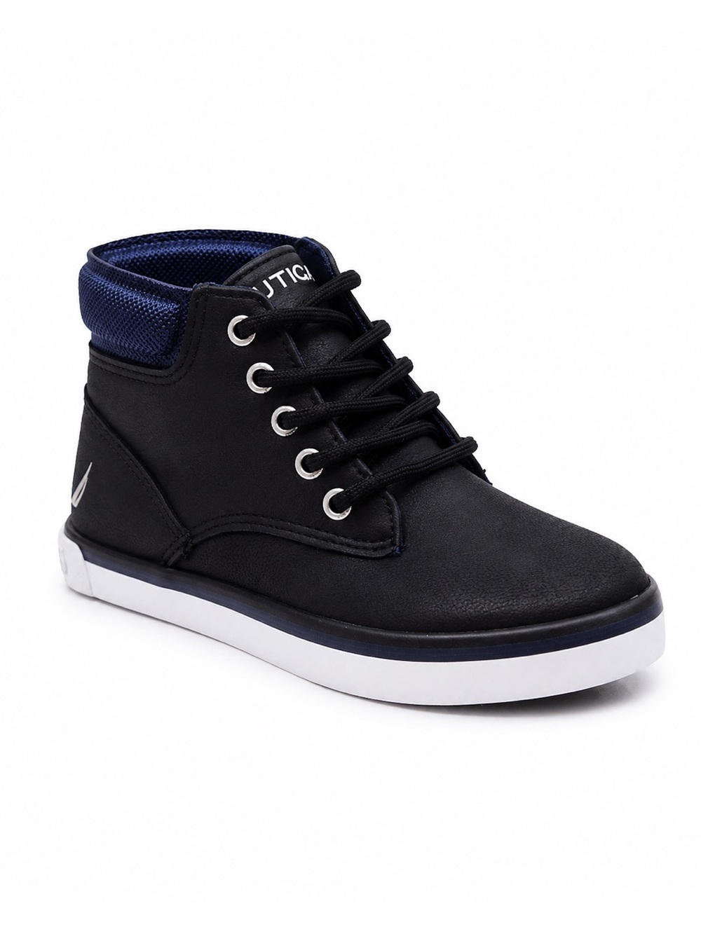 New! NAUTICA Big Boys High-top Sneaker with Padded Collar in Navy Blue